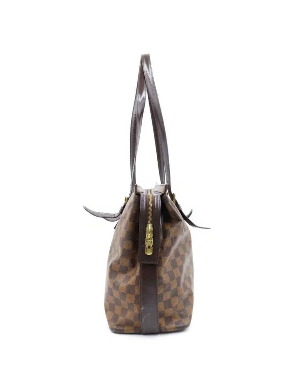 Louis Vuitton Damier Chelsea Boston Bag Brown Leather Gold